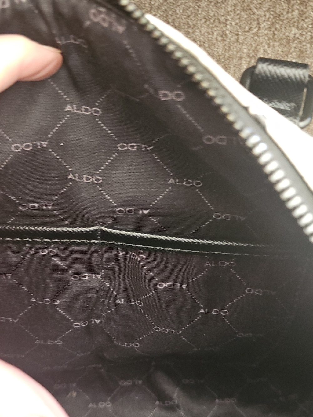 Aldo White and Black Graffiti Print Satchel with Coin Pouch - Picture 4 of 6